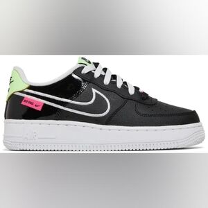 Black and White Sneakers with Green Accents